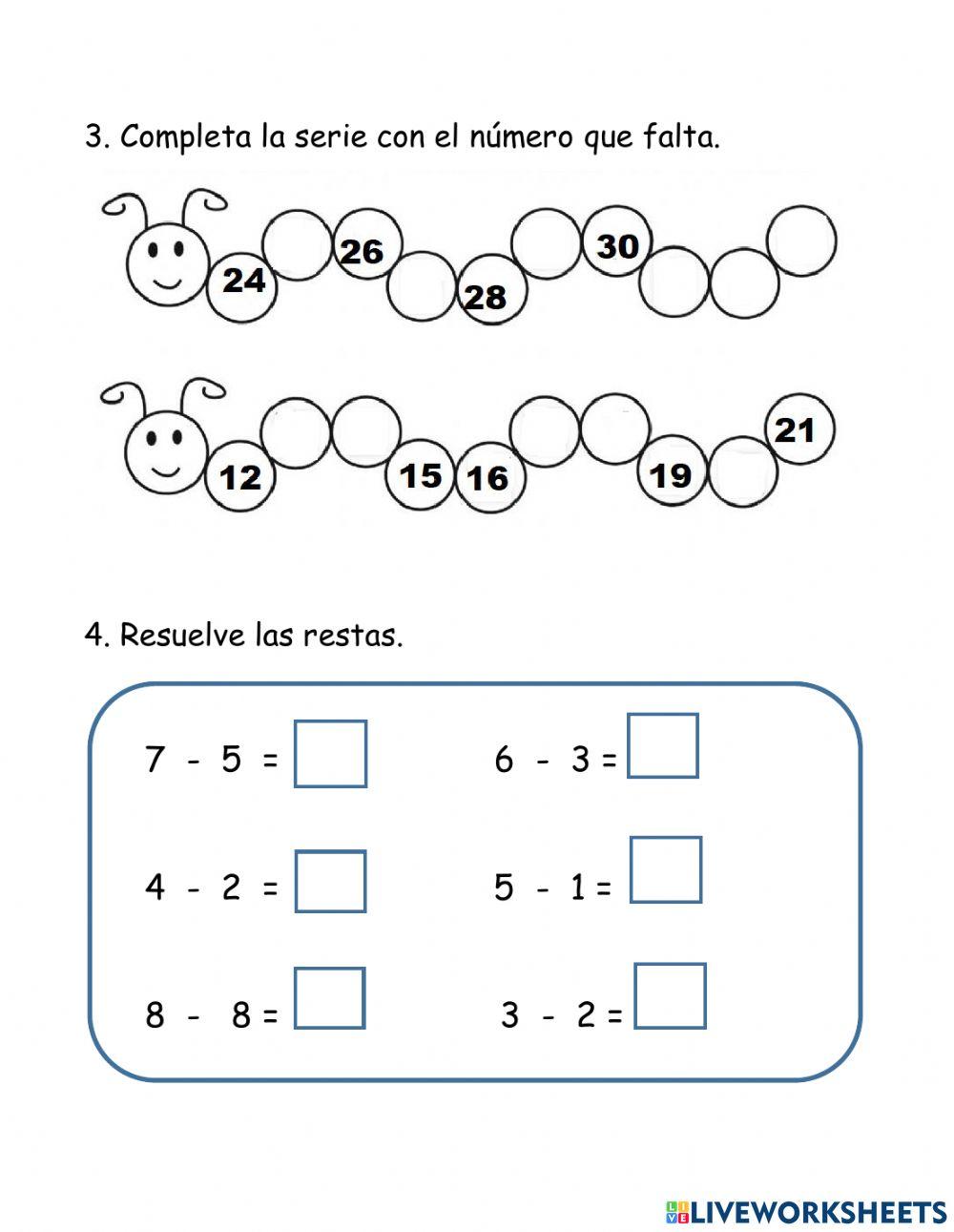 Números hasta 40 y restas