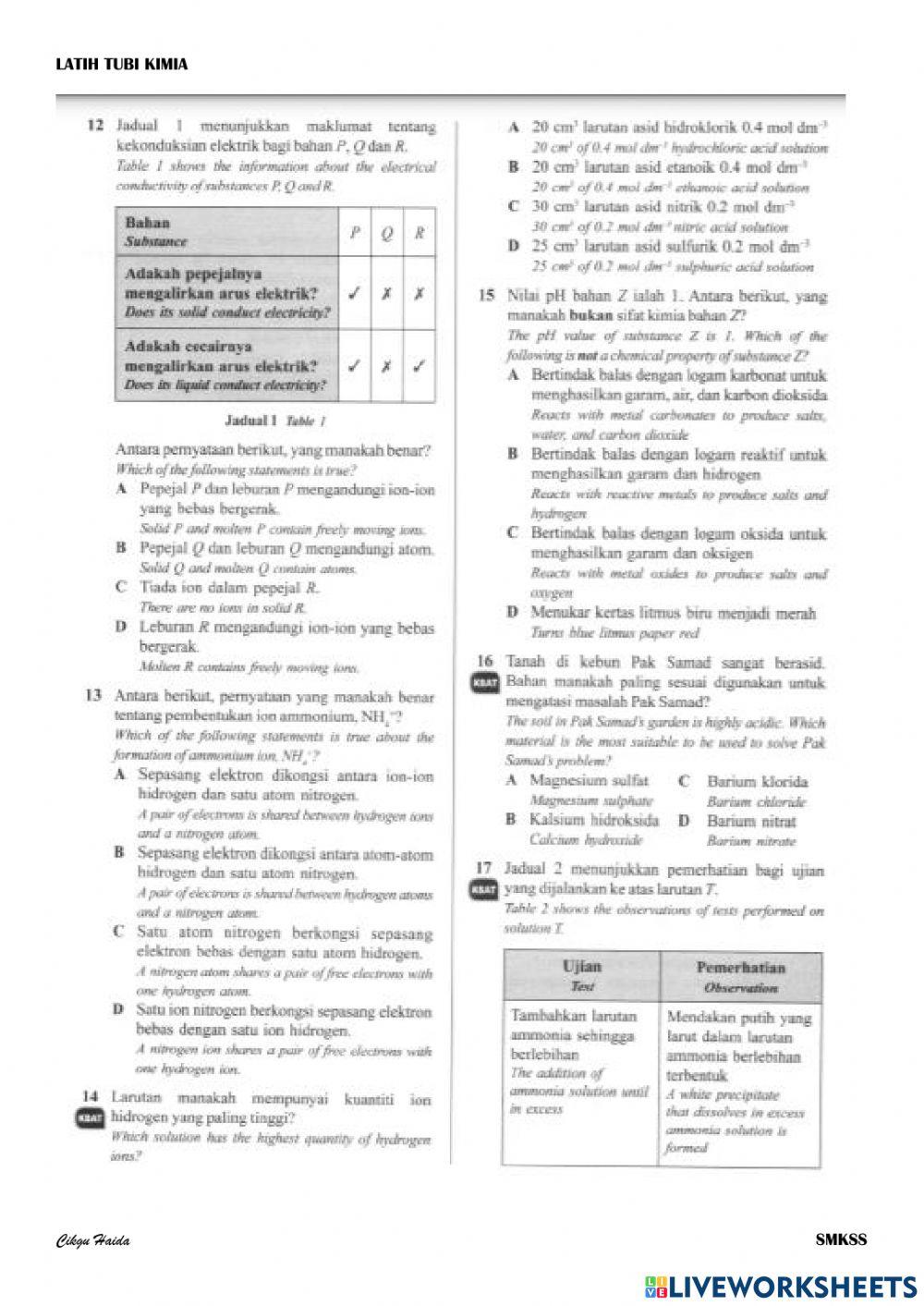 Latih tubi kimia spm