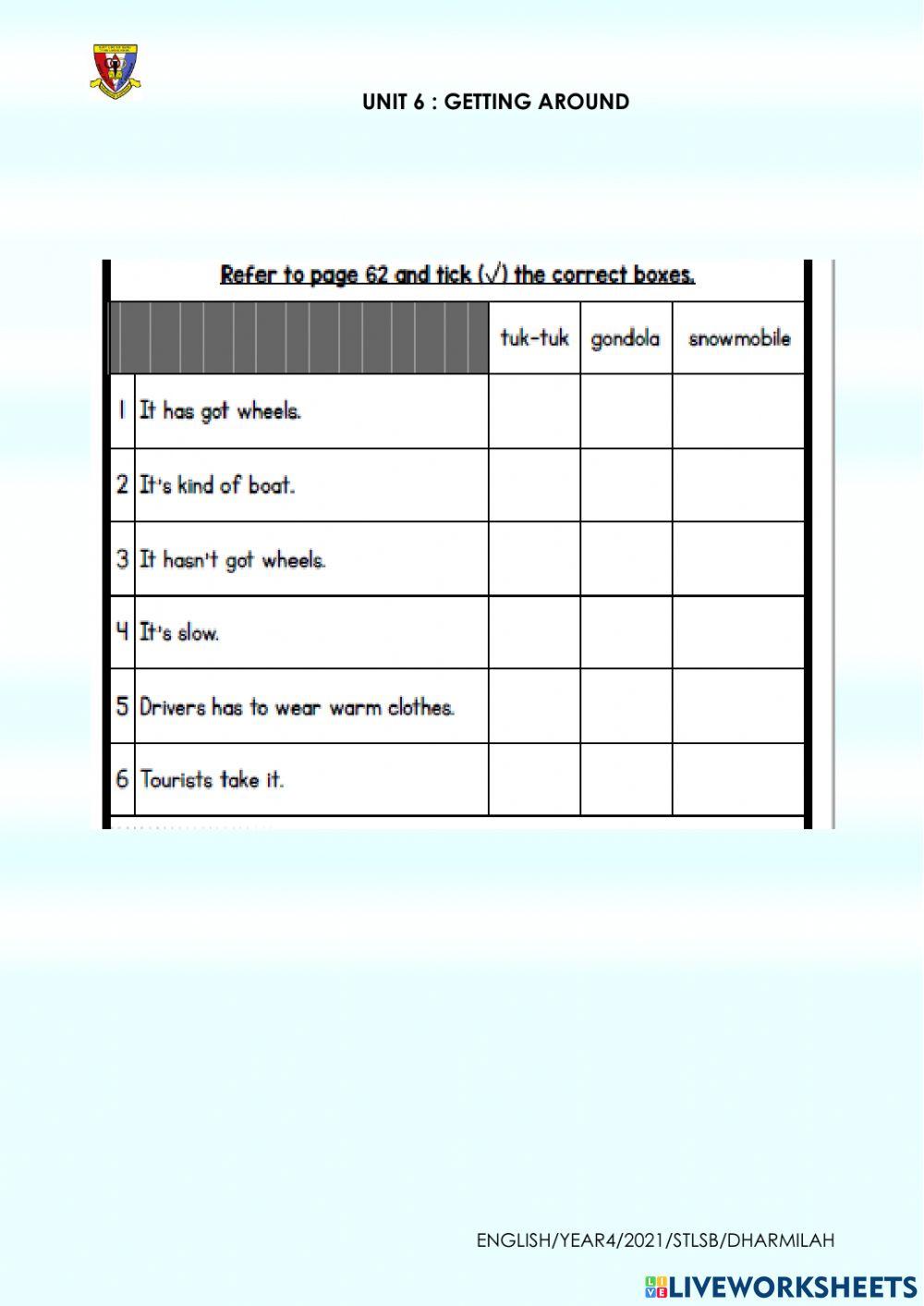 Module 6 Getting Around Worksheets 2 Pdf