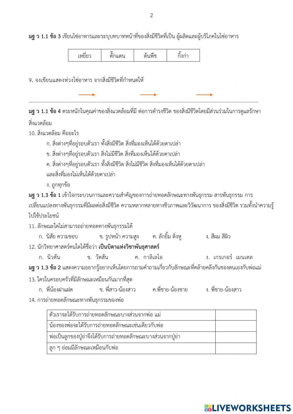 ข้อสอบวิทย์ ป.5
