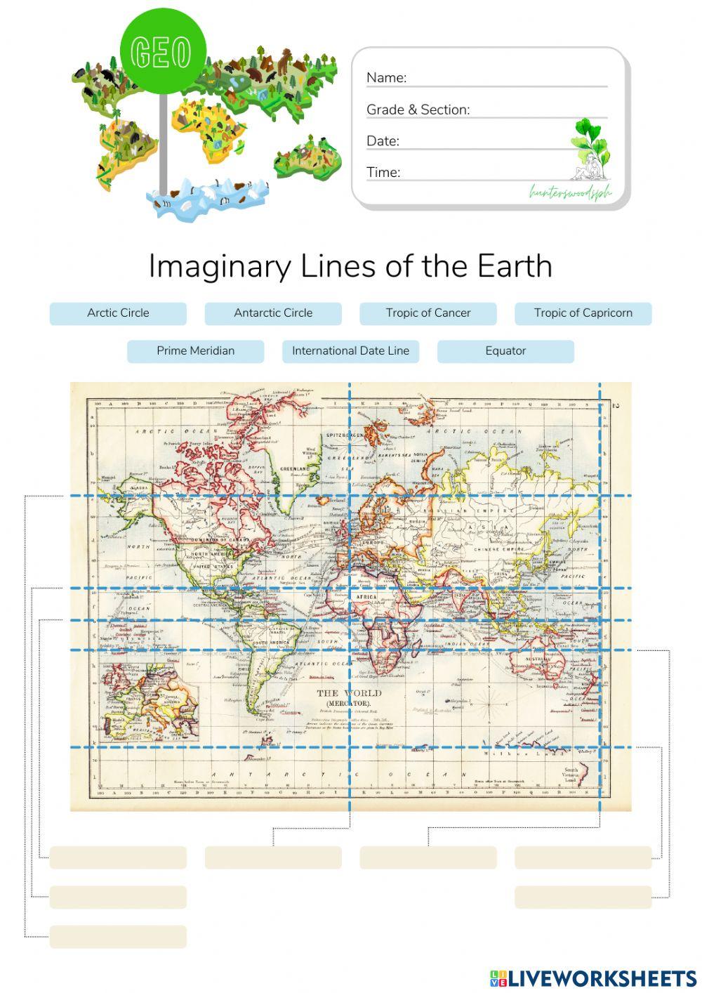 Imaginary Lines of the Earth - HuntersWoodsPH.com Worksheet