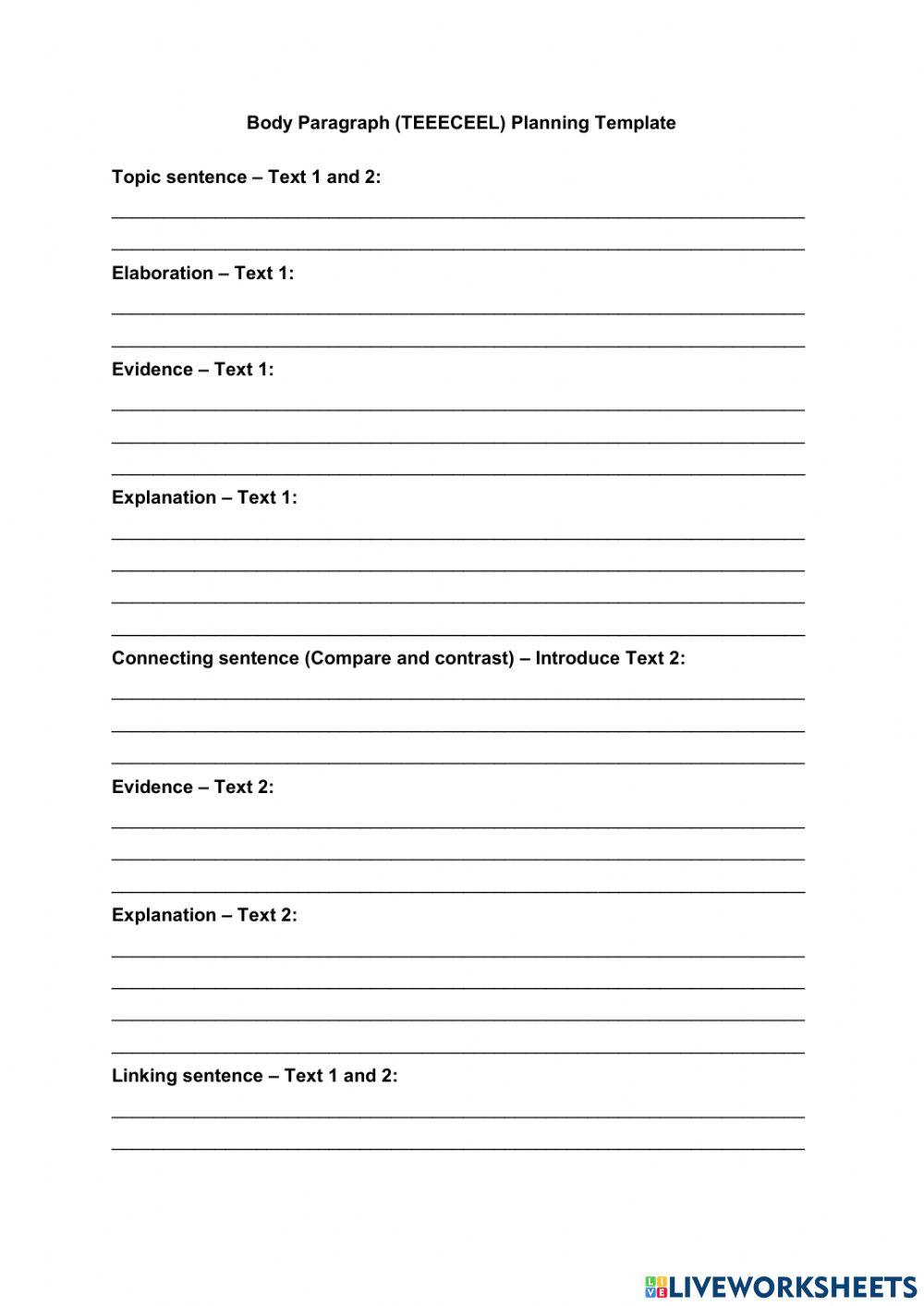 Body paragraph jannaziz89 Live Worksheets