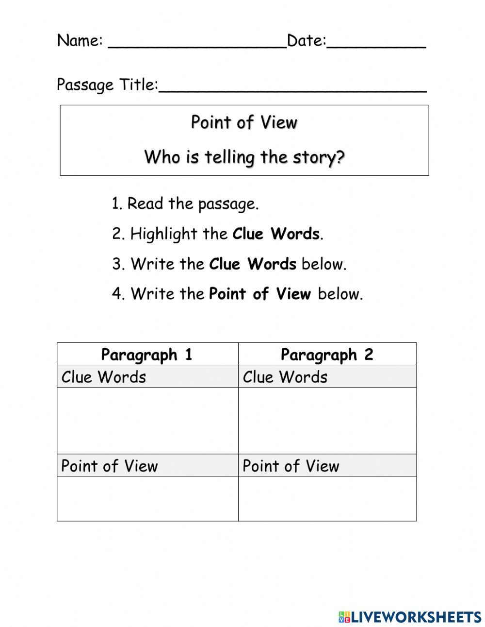 ELA-Point of View-Night Hunter 2 Paragraphs