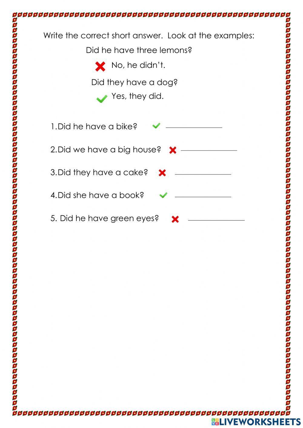 Simple past of have -had- int.