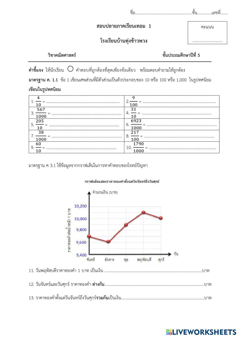 ข้อสอบคณิต ป.5