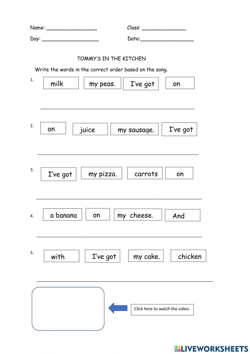 Unit 4: Tommy's in the kitchen