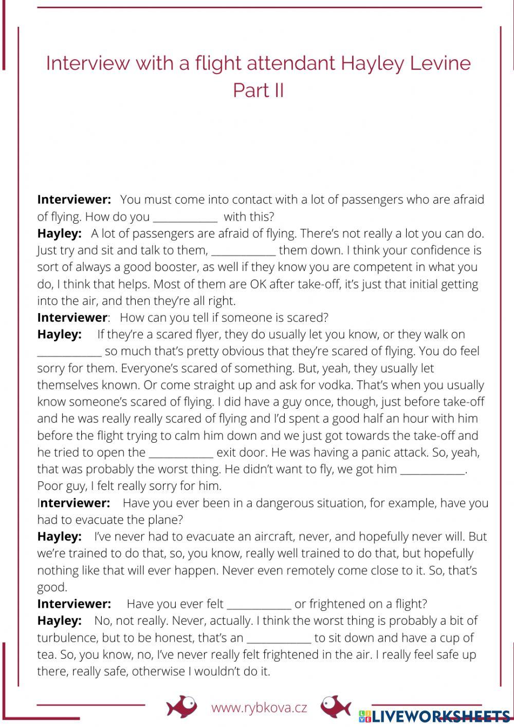 Interview with a flight attendant Part II