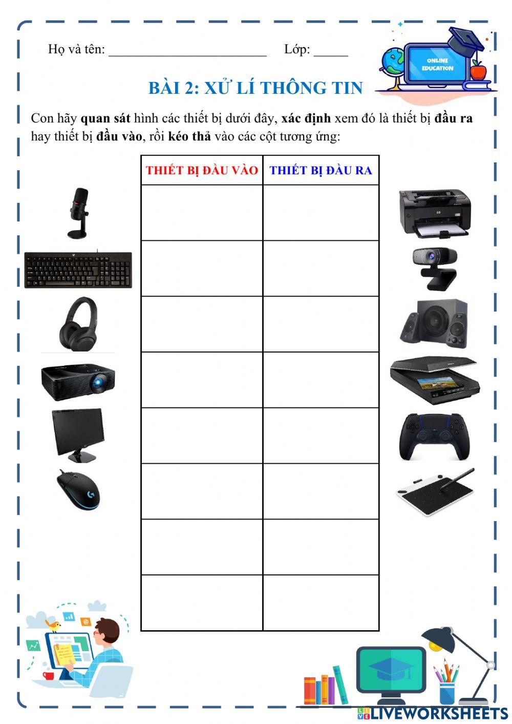 Các thiết bị đầu vào, ra của máy tính