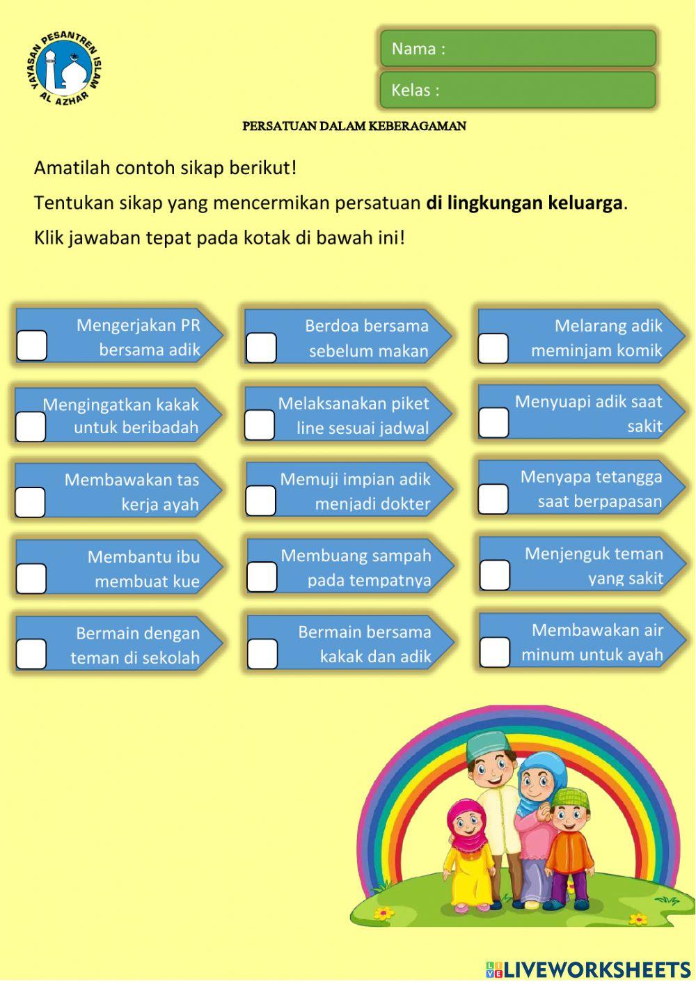 Worksheet PKN : Persatuan dalam Keberagaman