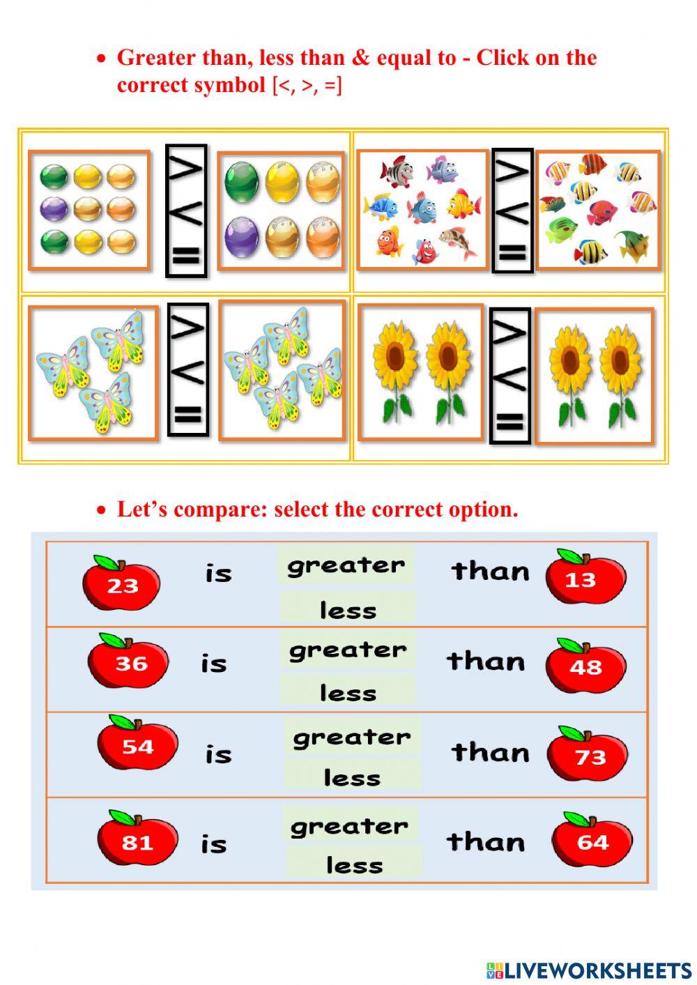 Greater than, less than, equal to