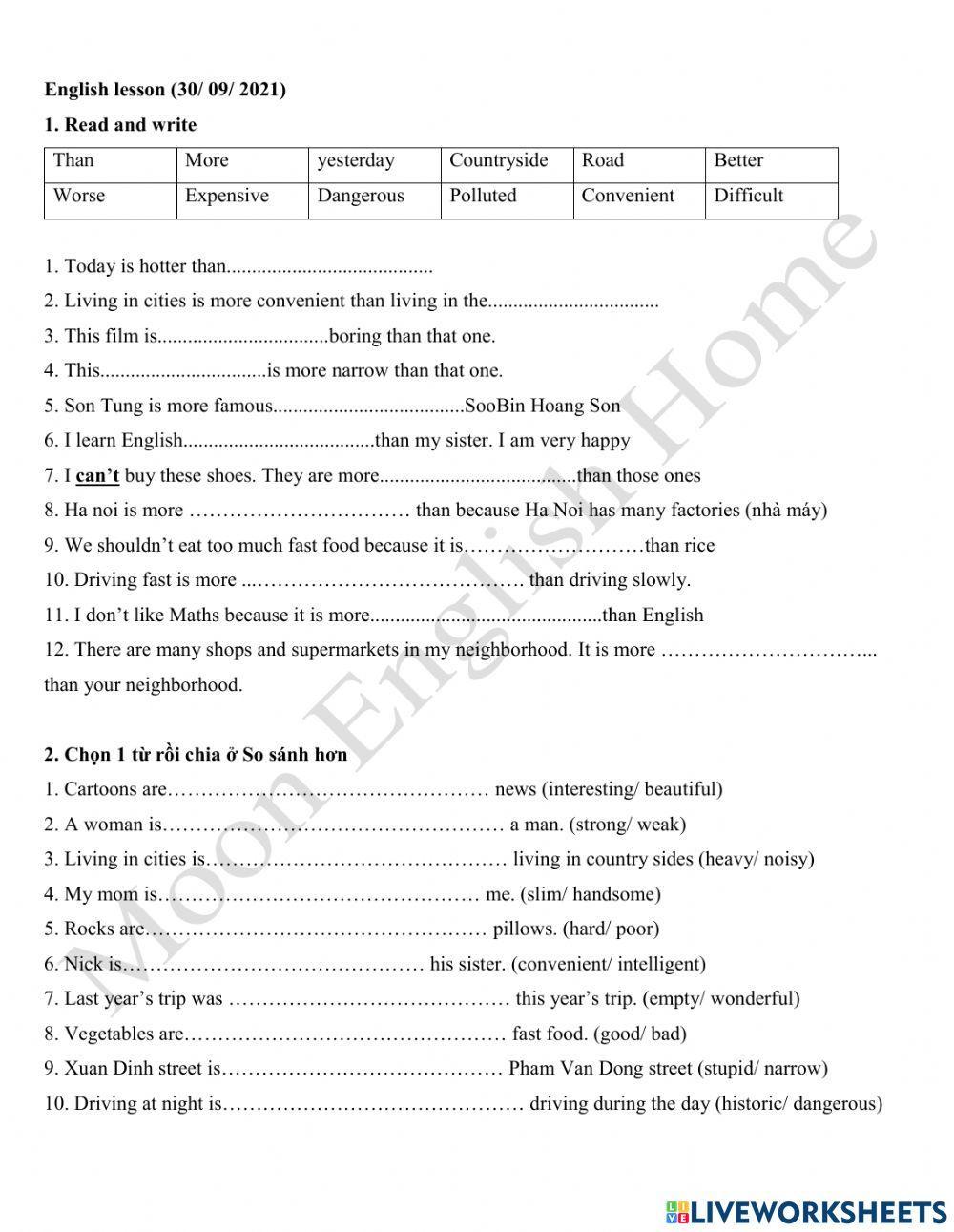 3009 Grade 5 So sánh hơn more + do have play go