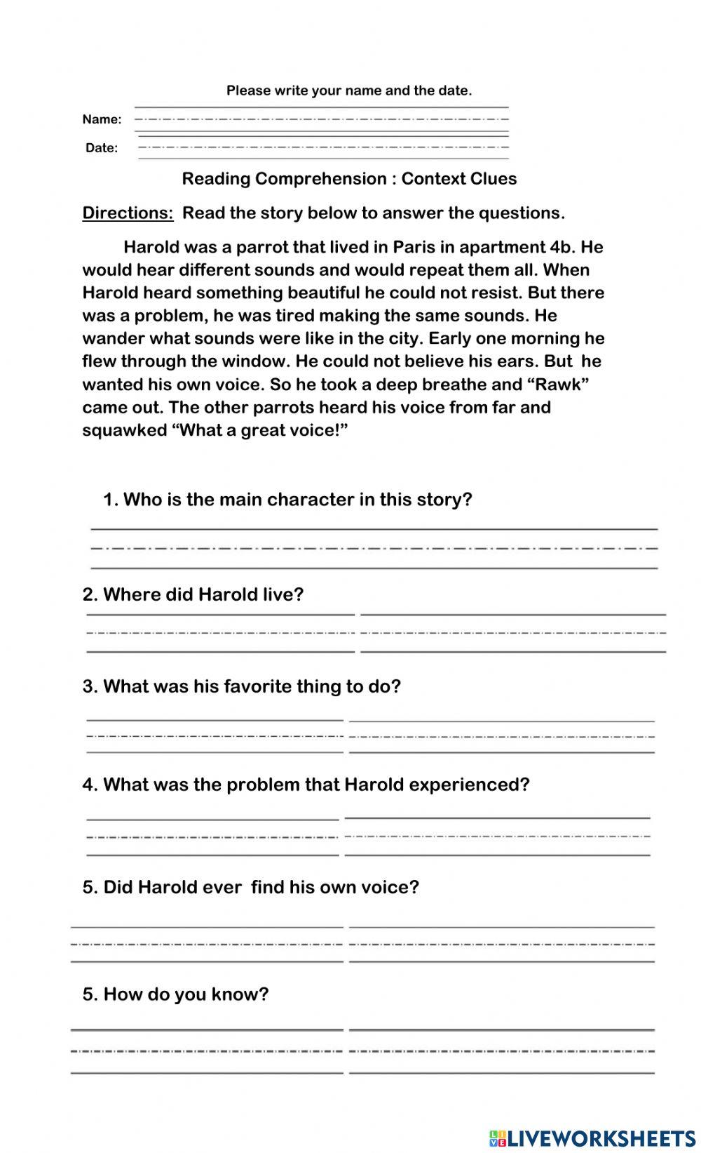 Reading Online Exercise For 2 Live Worksheets Reading Online Exercise For 2 Live Worksheets