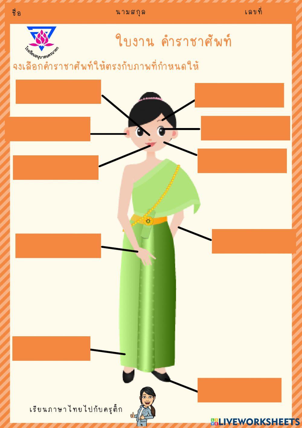 คำราชาศัพท์ หมวดร่างกาย