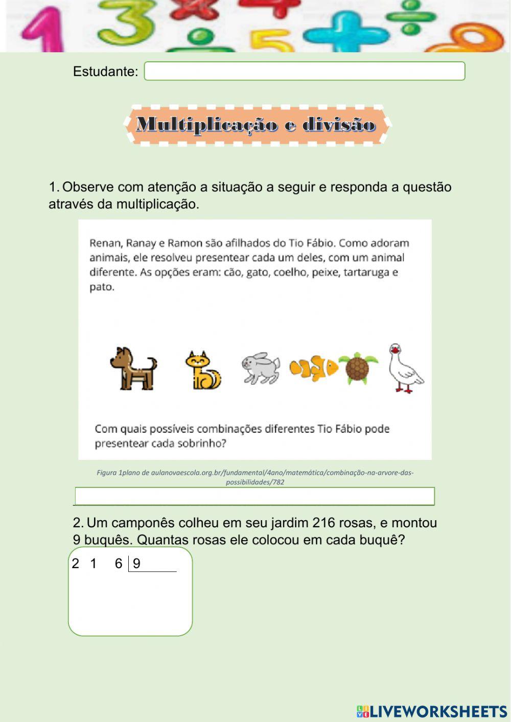 Multiplicação e divisão 4º ano