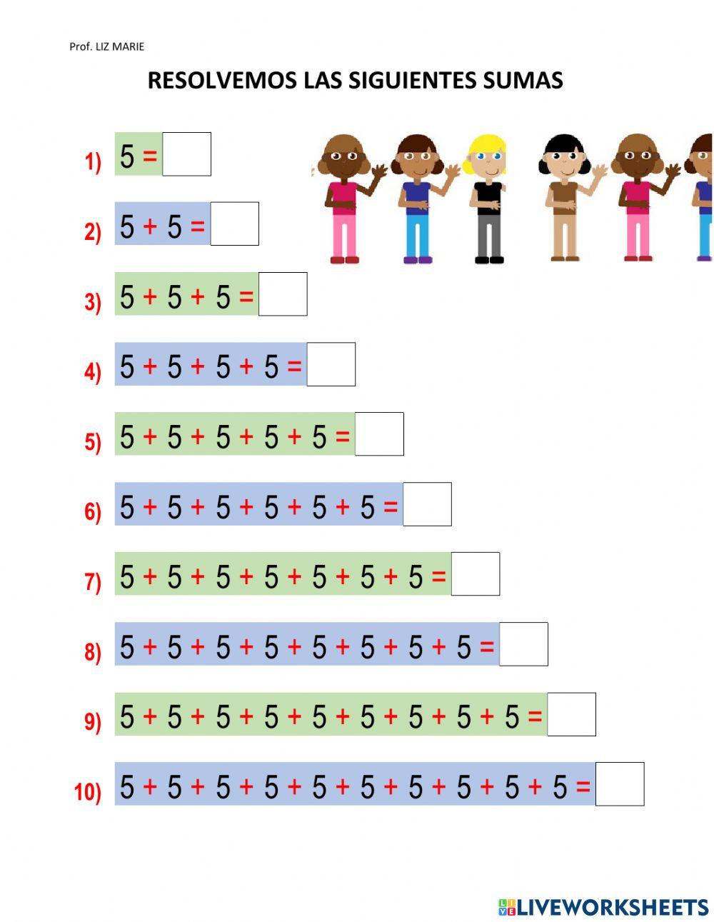 Sumas pre multiplicación del 5