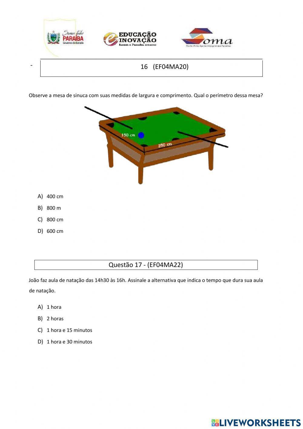 Simulado de matemática parte - 2