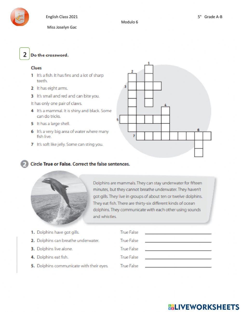 Ocean Life 6730923 | joselyn gac | LiveWorksheets