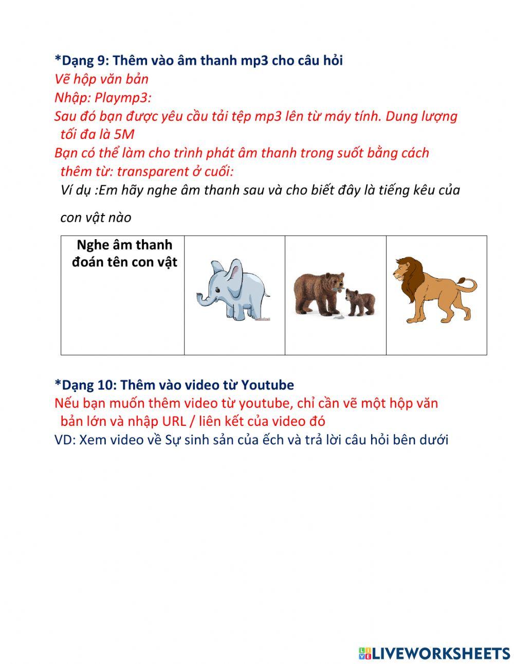 Hướng dẫn sử dụng liveworksheet