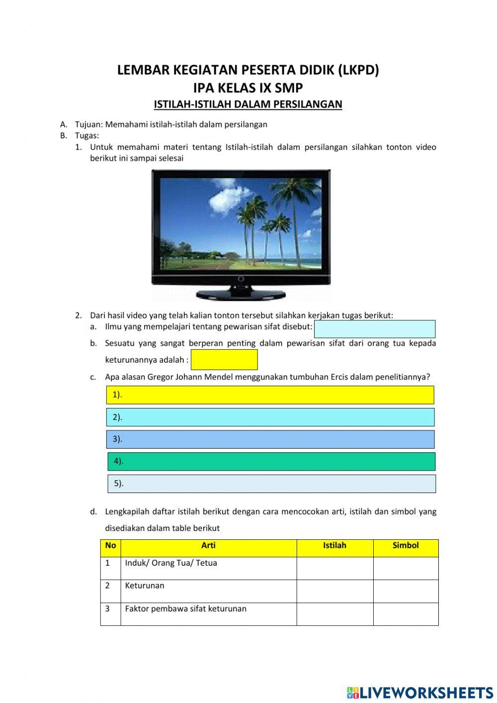Istilah-istilah dalam Persilangan
