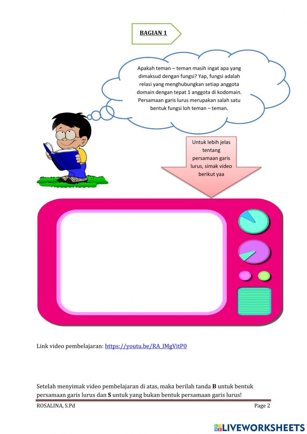 Pengenalan persamaan garis lurus