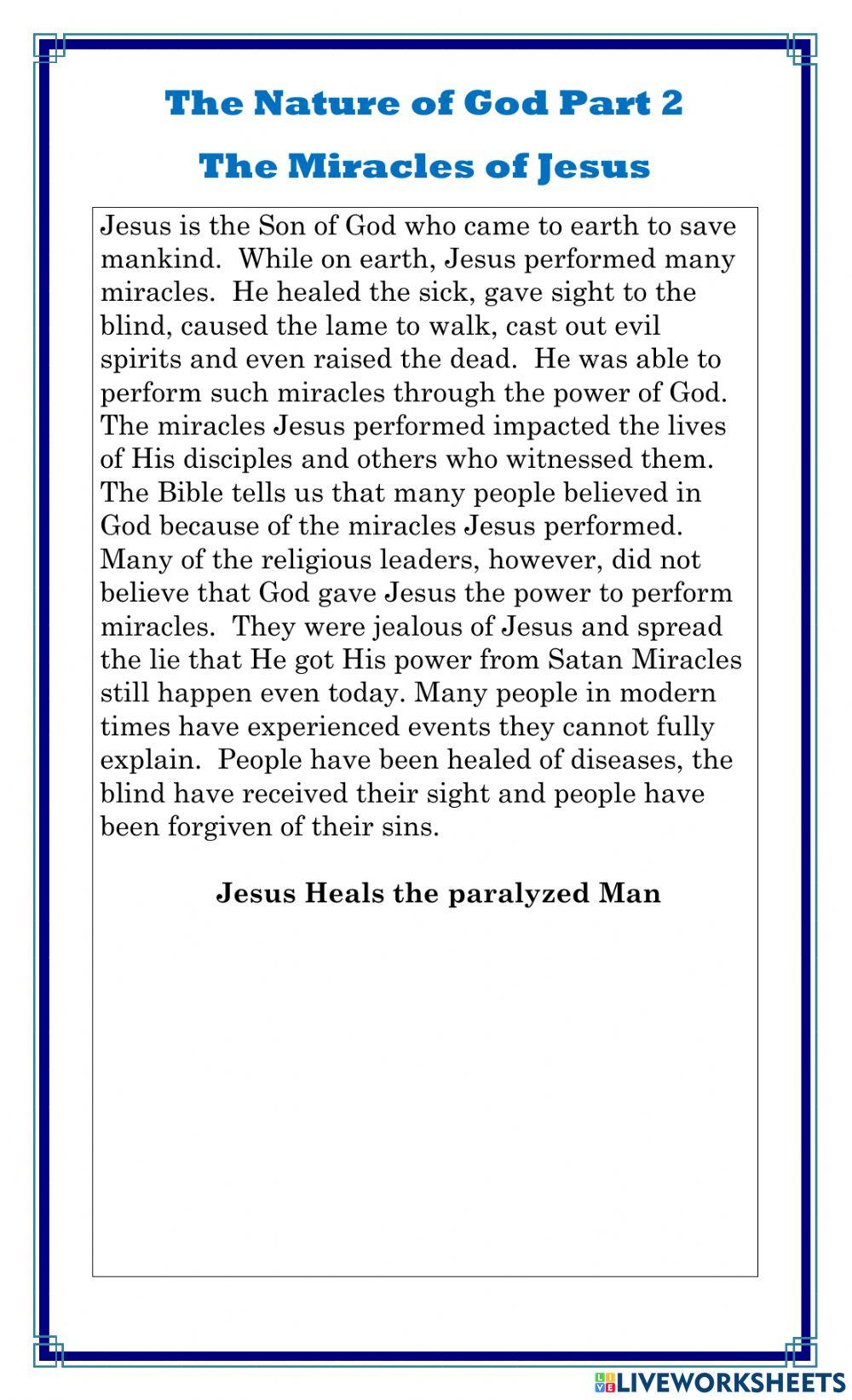 Nature of God 2 Miracles of Jesus
