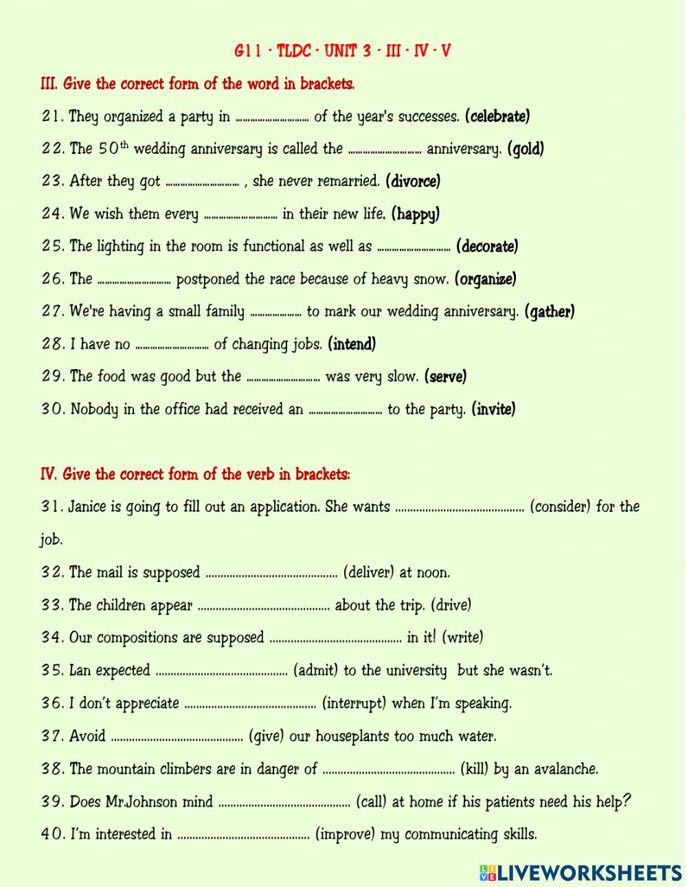 G11 - tldc - unit 3 - iii - iv - v