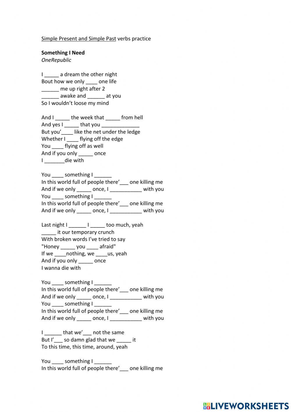 Simple past and present verbs practice