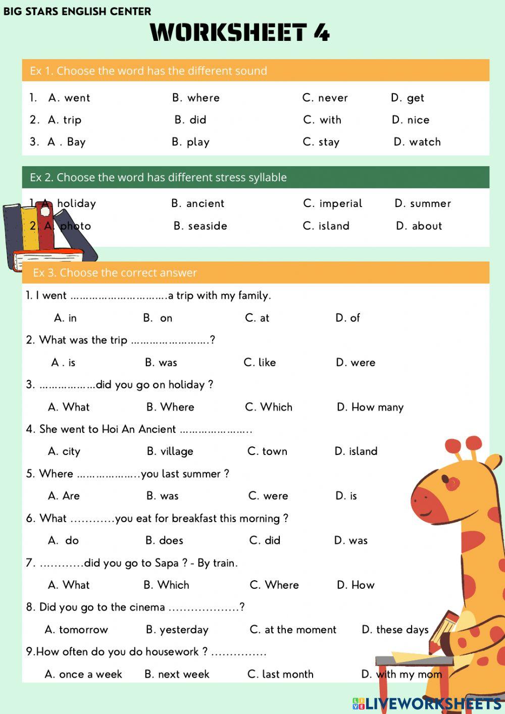 Worksheet 3-Unit 3-Grade 5
