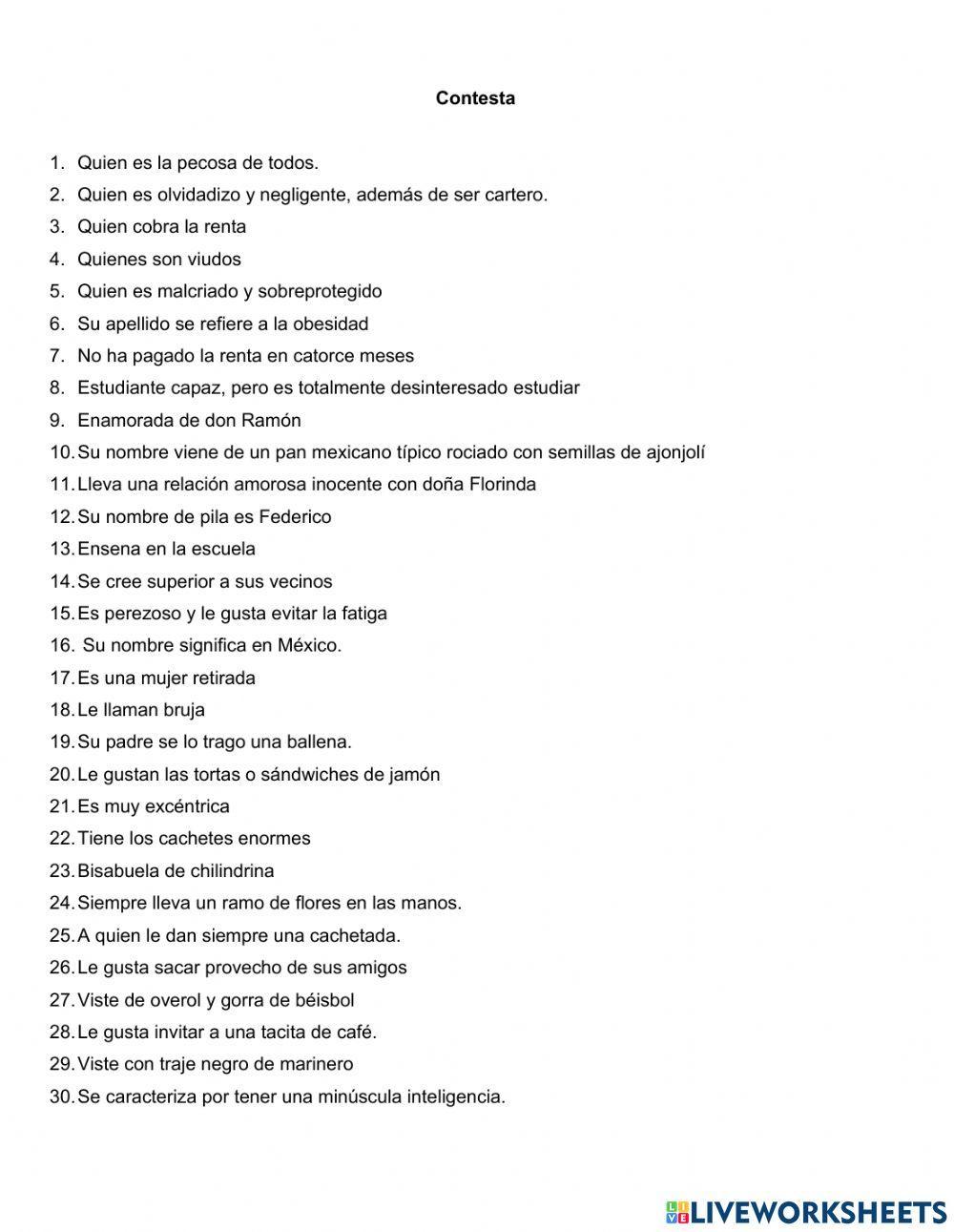 El Chavo del Ocho - Personajes y examen.