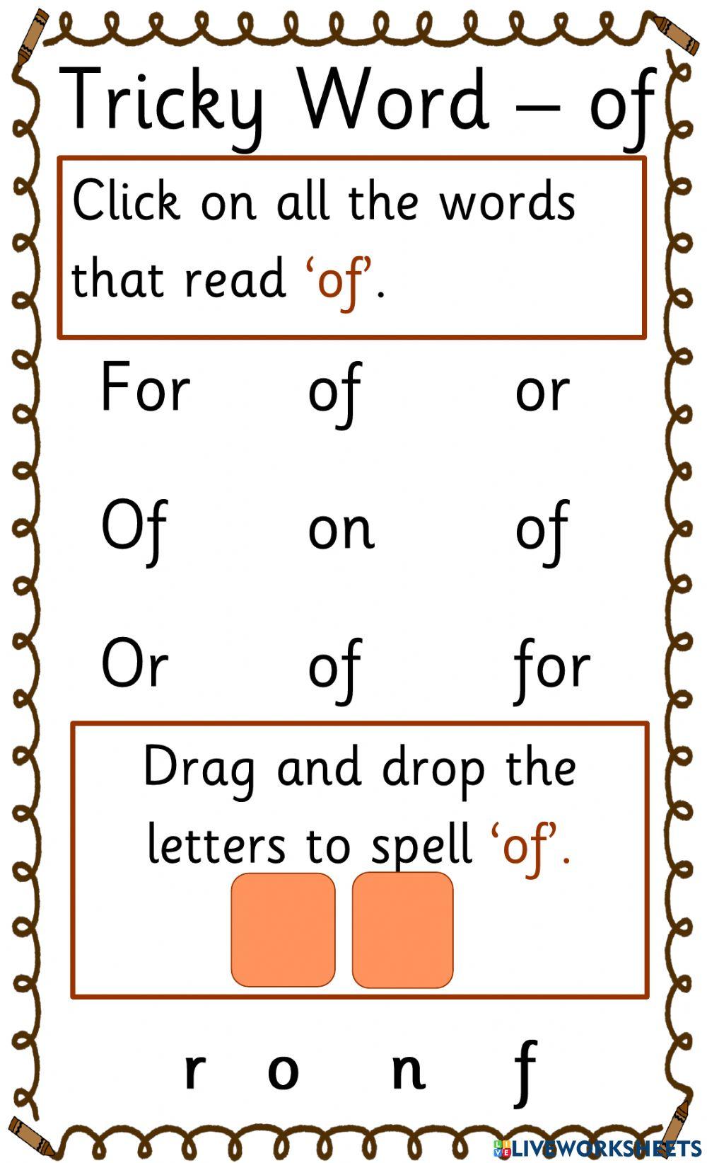 Tricky Word - of