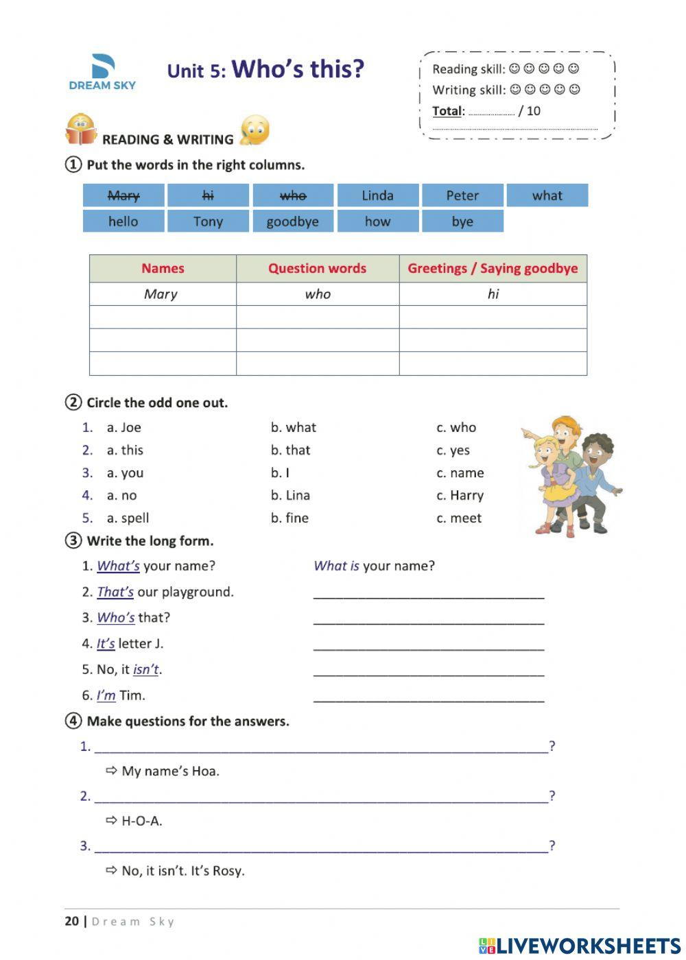 Grade 3 - Main - Unit 5: Who's this?