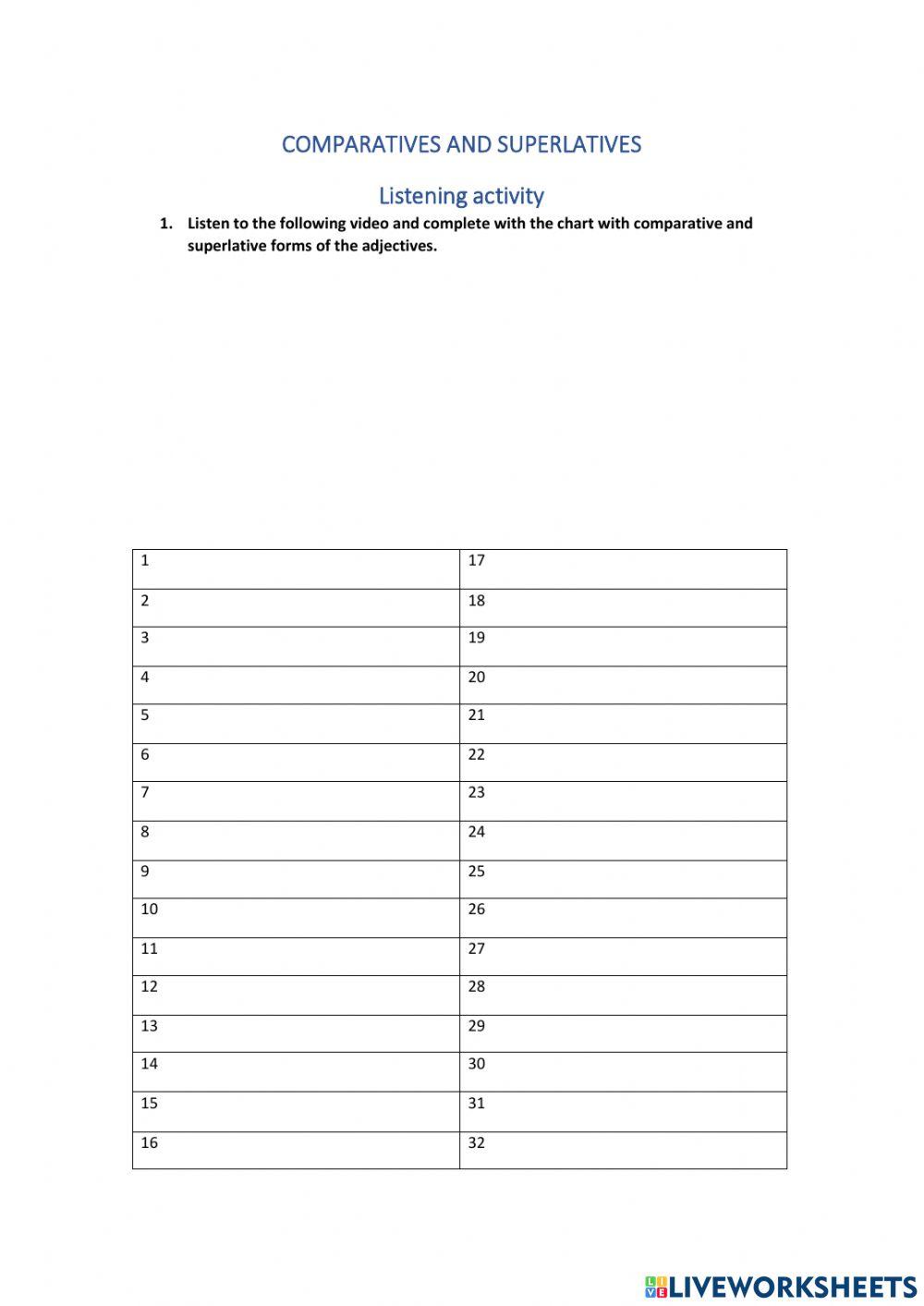 Comparatives and superlatives