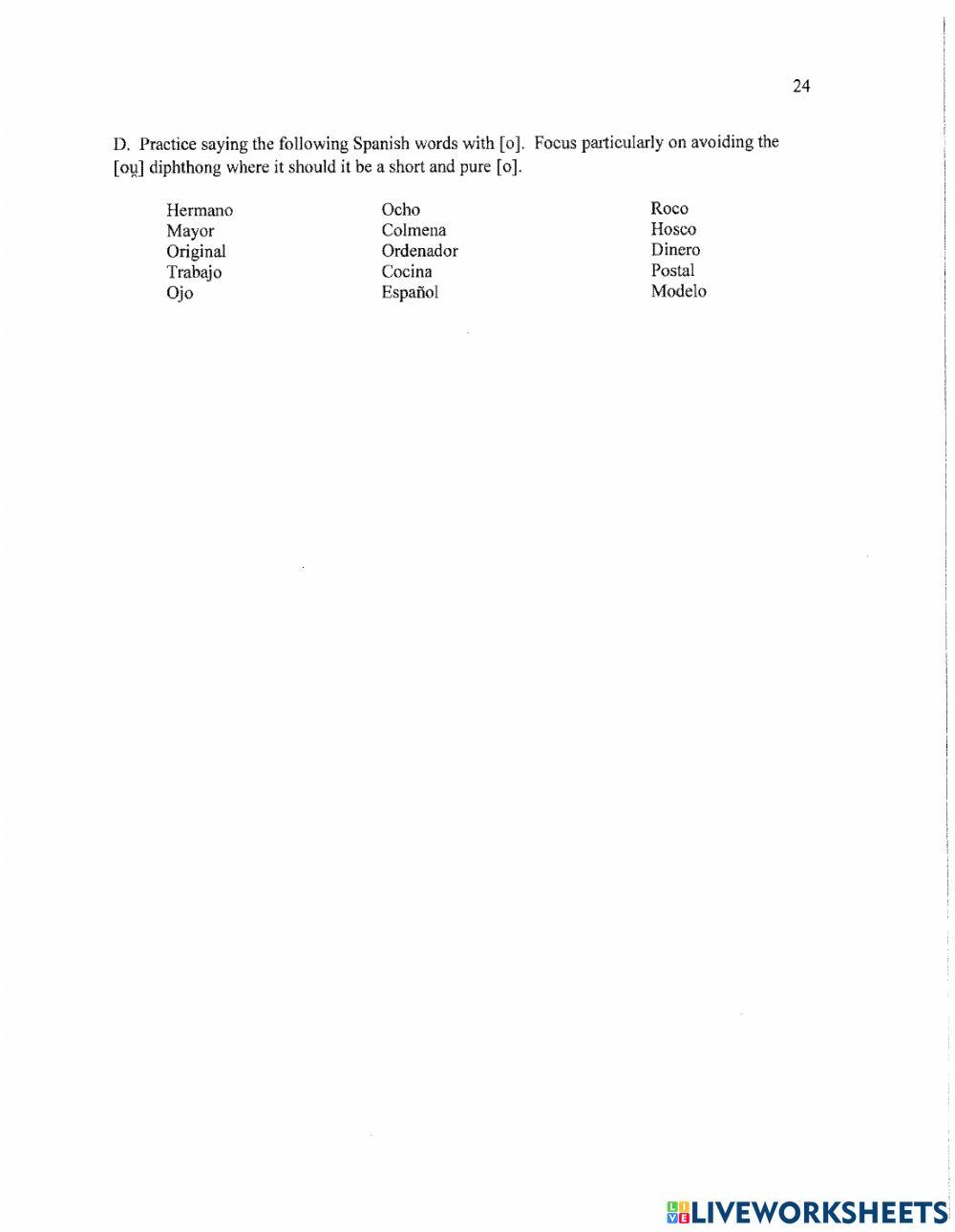 Fonetica: la vocal o