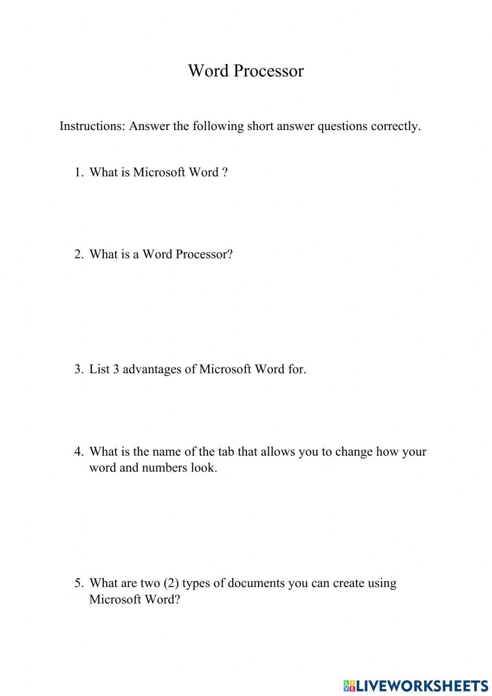 Microsoft Word Online Exercise For Live Worksheets Microsoft Word Online Exercise For Live Worksheets