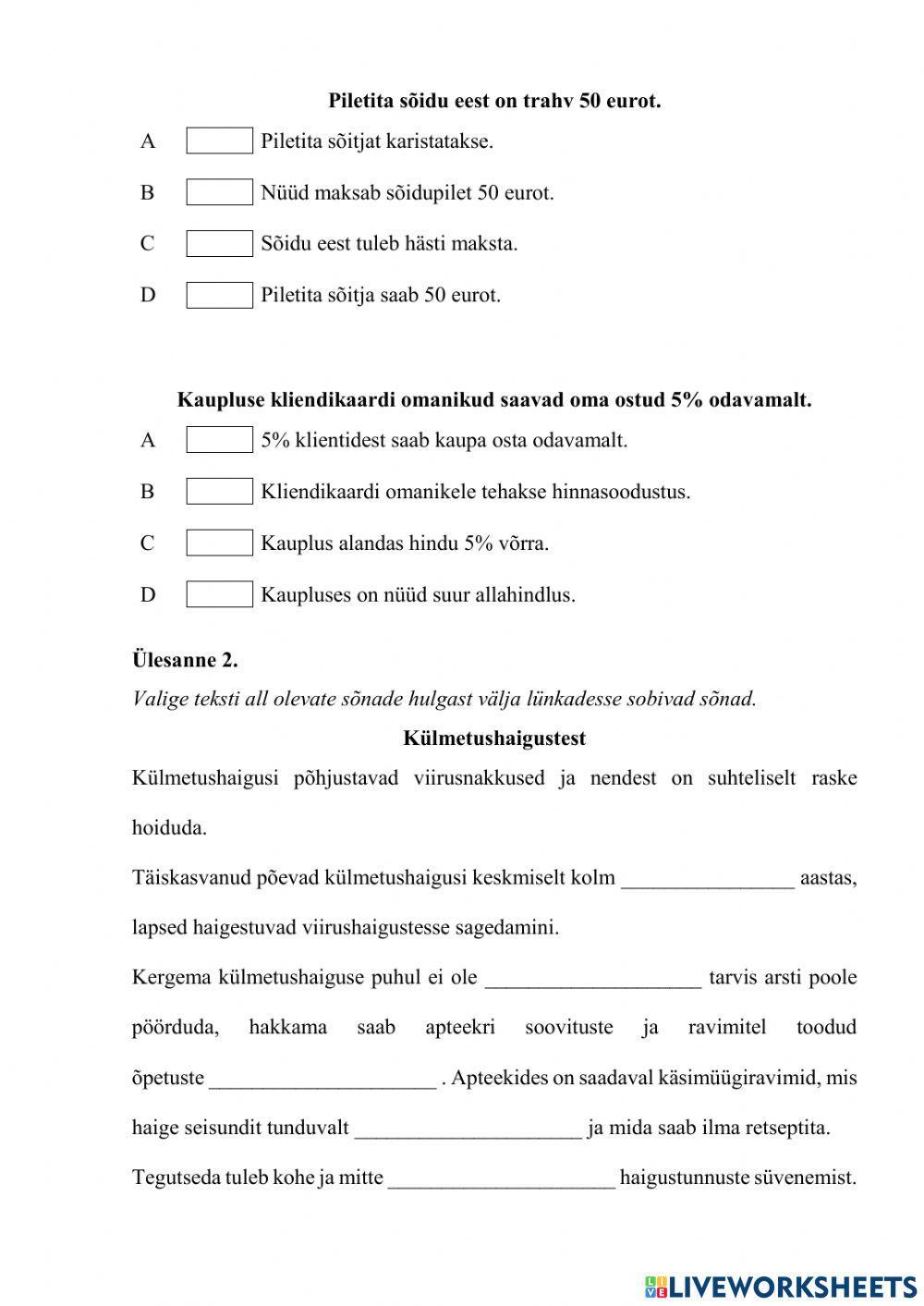 Ettevalmistus eksamiks (B1)