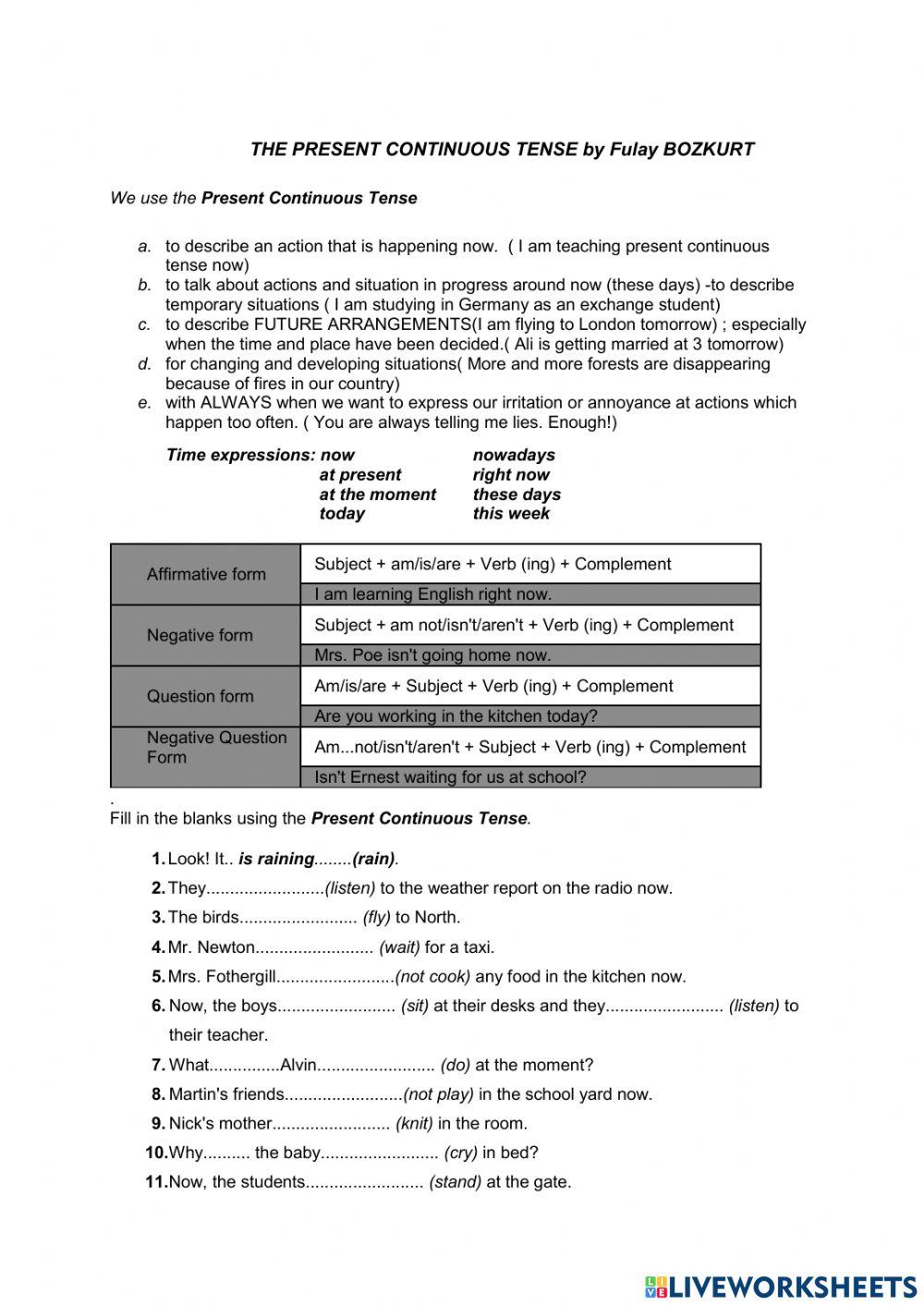 Present continuous tense