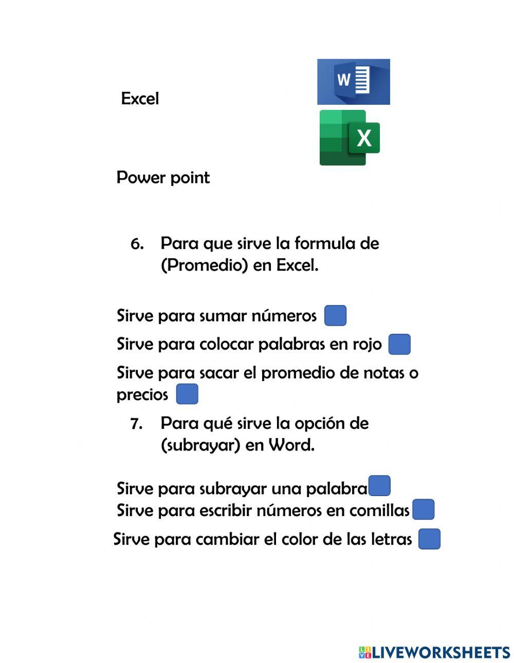 Cuestionario word power point excel