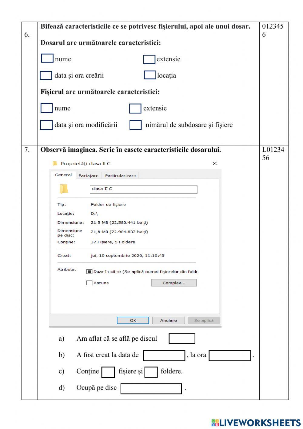 Evaluare formativă Gestionăm dosare și fișiere