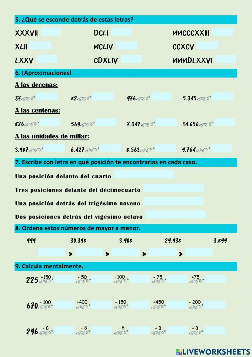 Números de hasta siete cifras