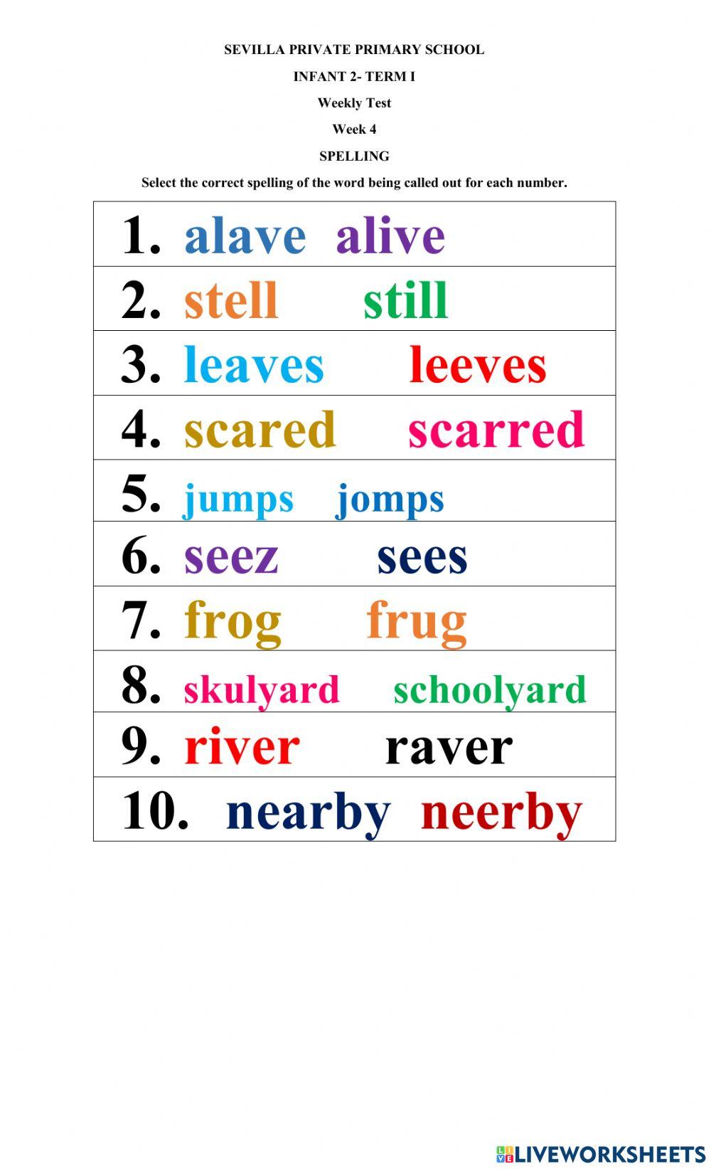 Week 4 term1 weekly test