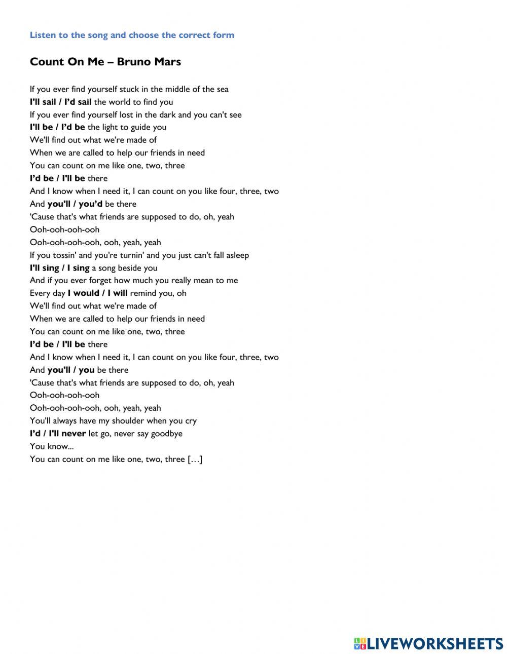 Count On Me by Bruno Mars