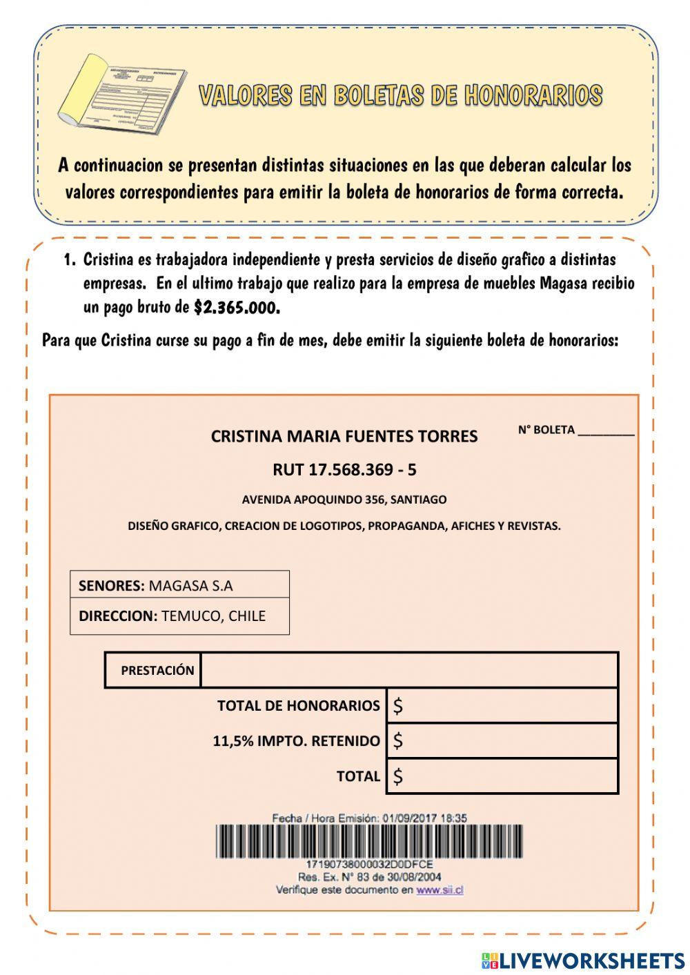 Boletas de honorario