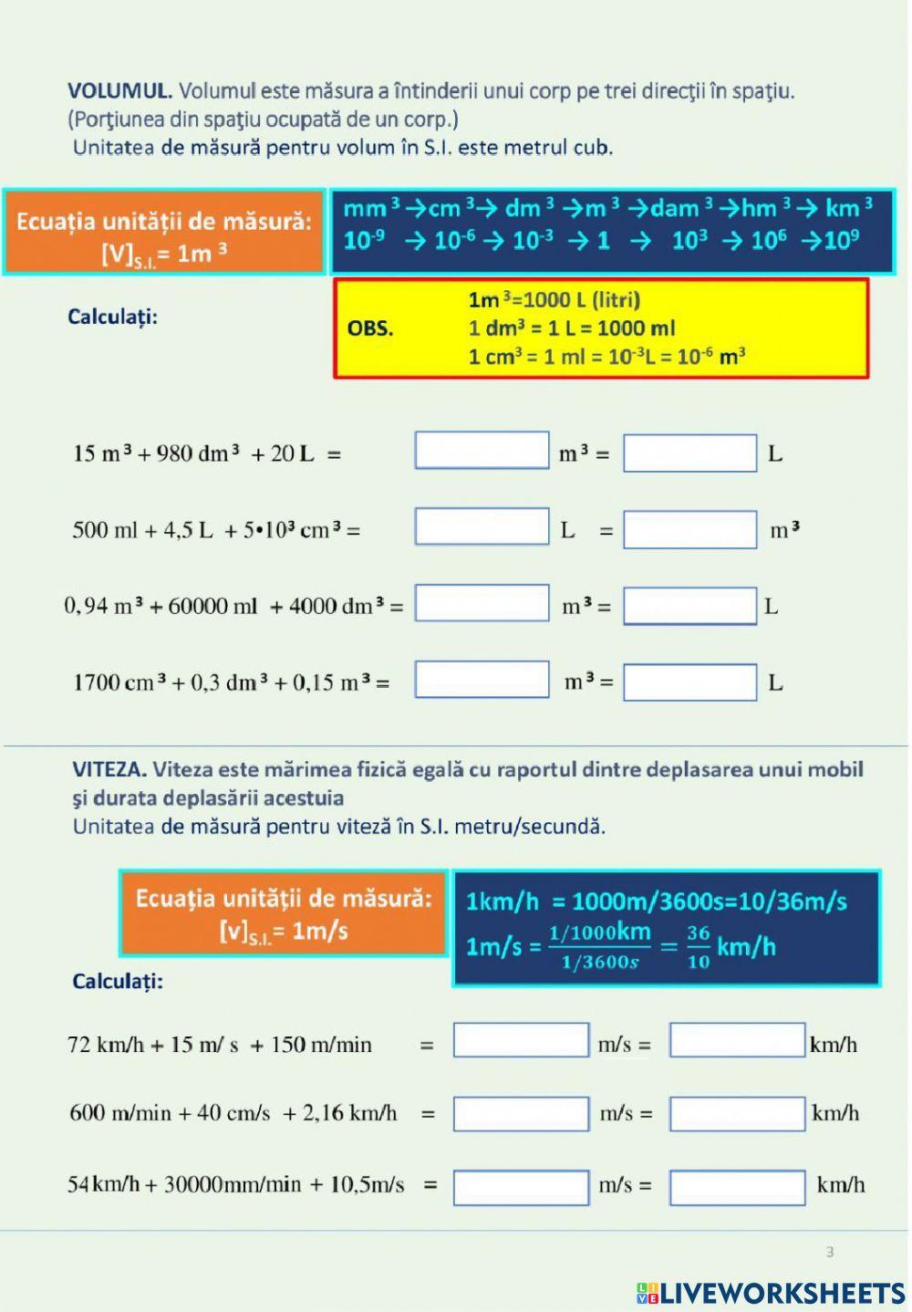 Marimi Fizice. Unitati de măsură 2