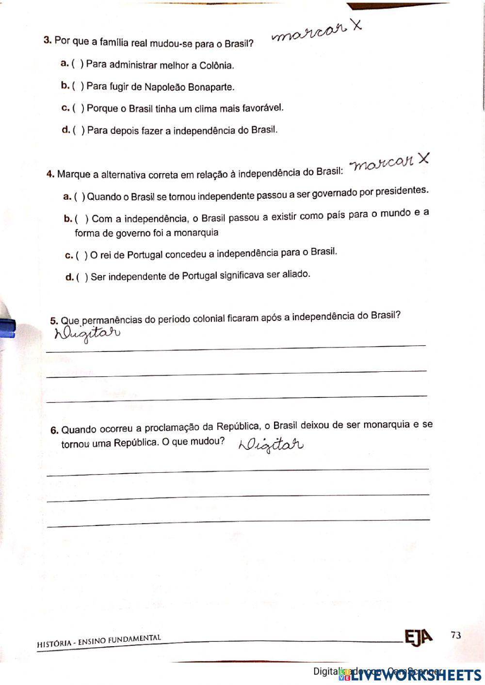Colonização Portuguesa e Monarquia no Brasil.