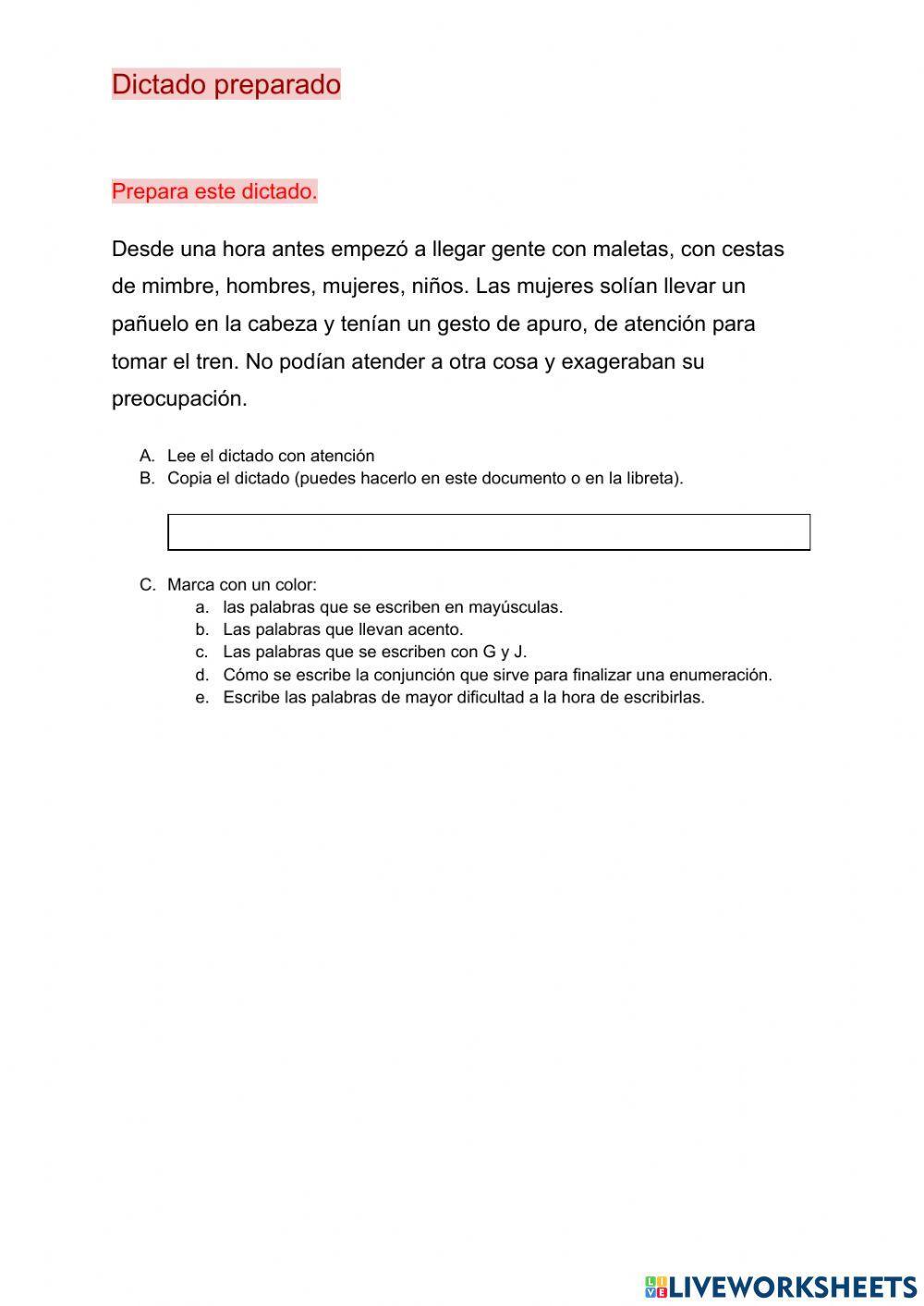 Dictado Preparado - Castellano - 01