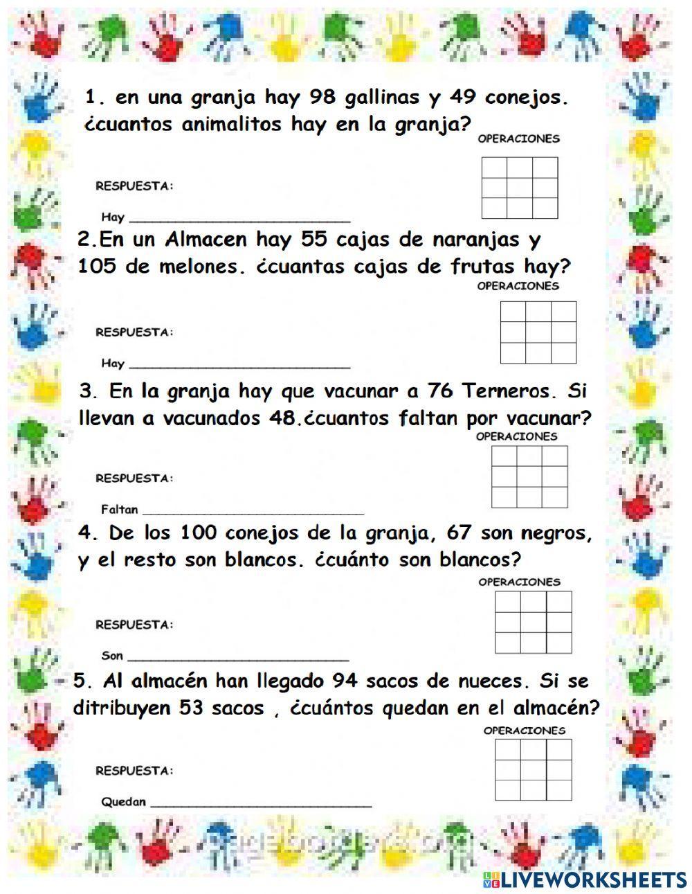 Problemas de sumas y restas