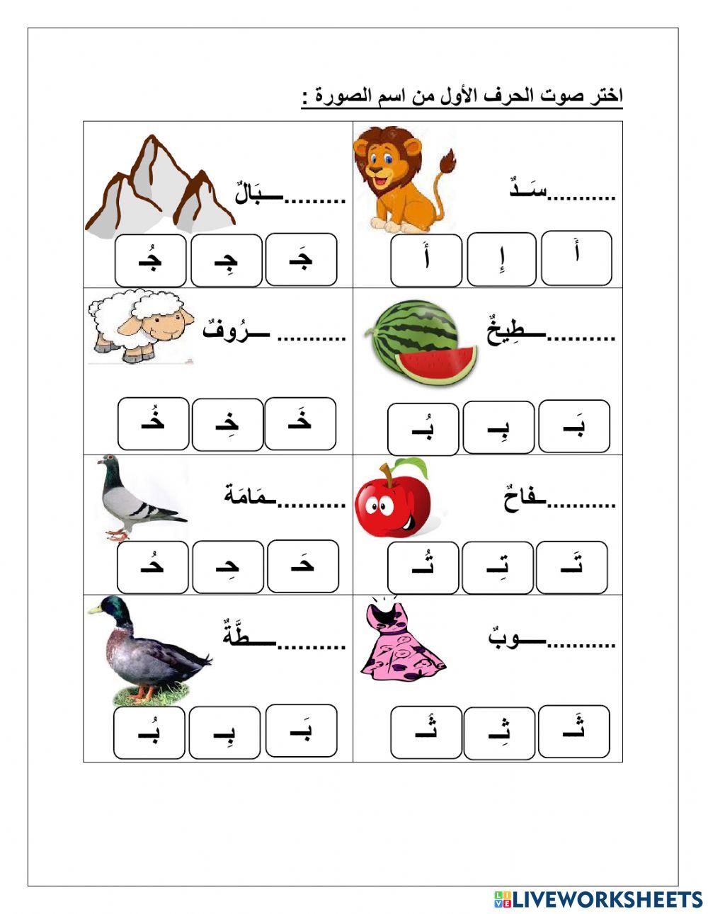 ورقة عمل لغة عربيةkg3