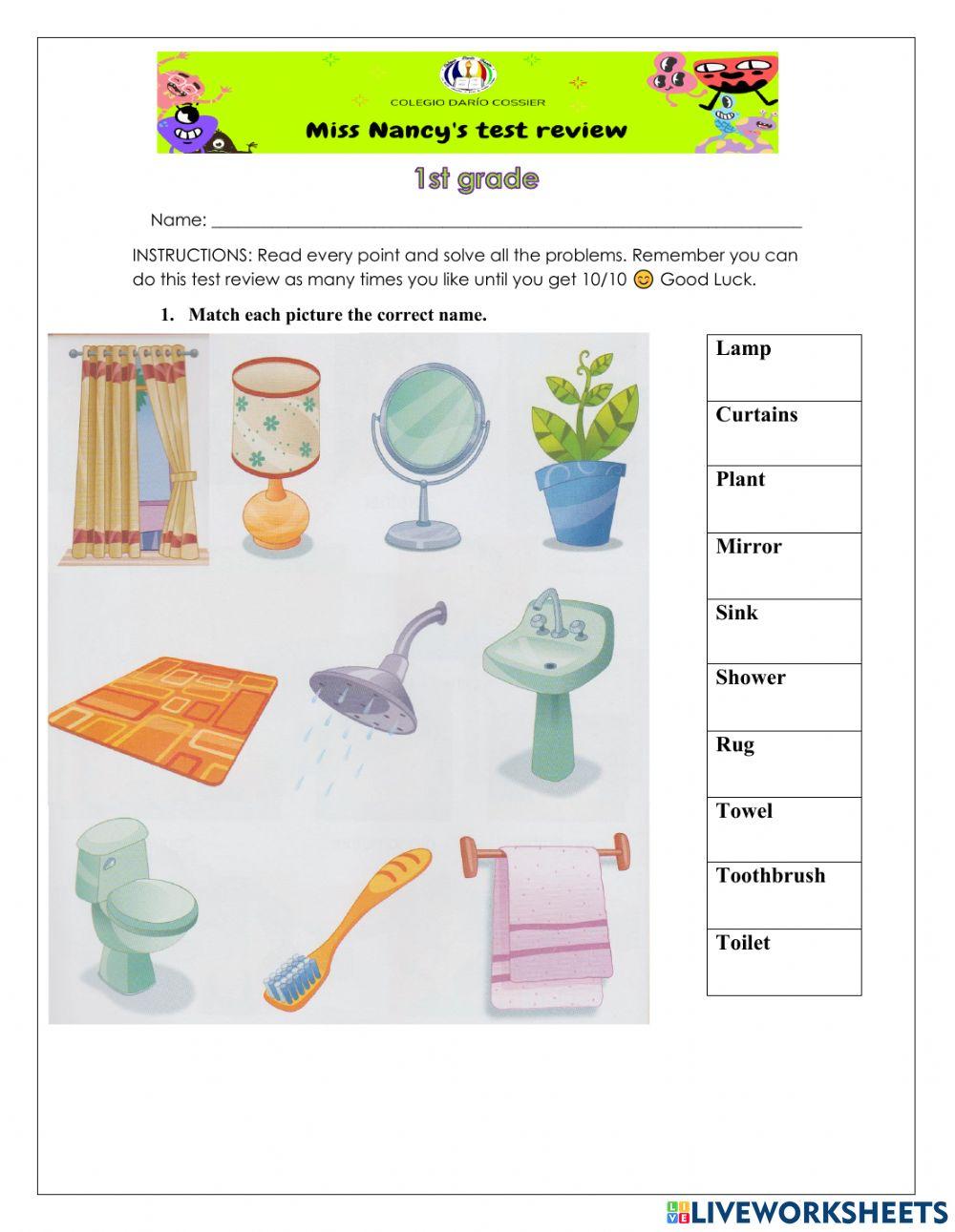 INGLÉS- Cuestionario examen de septiembre. Primero Grado 2020