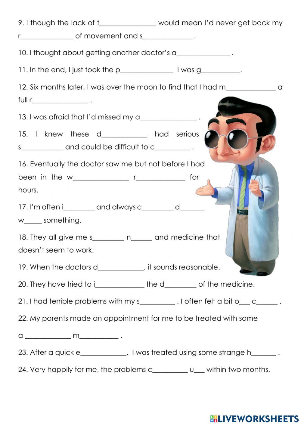 Vocabulary and Listening Medical Matters Unit -6th Year