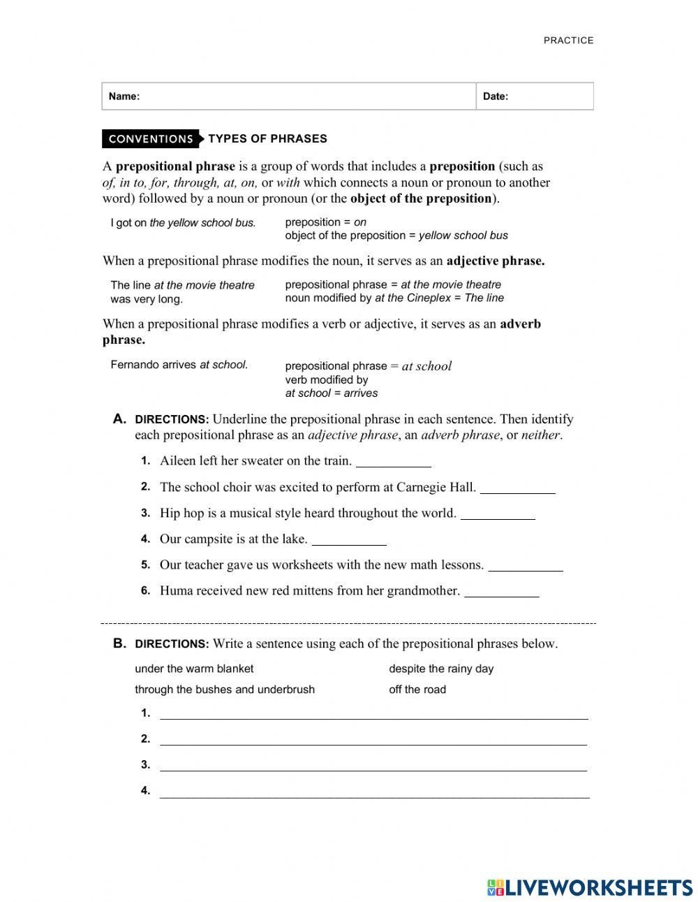 GRAMMAR QUIZ PREPOSITIONAL PHRASES Online Exercise For Live Worksheets GRAMMAR QUIZ PREPOSITIONAL PHRASES Online Exercise For Live Worksheets